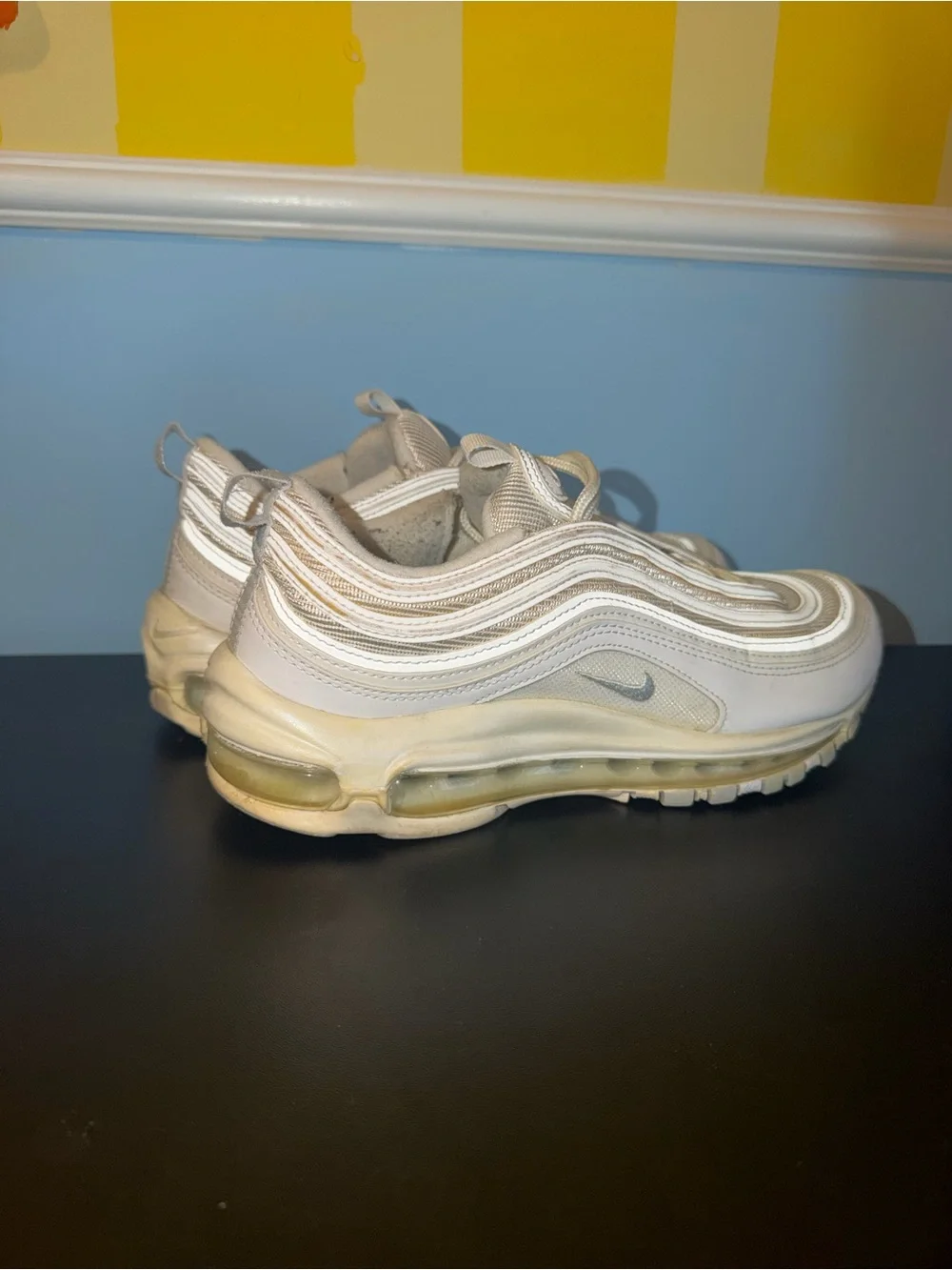 Nike White and Cream Air Max 97 Sneakers
